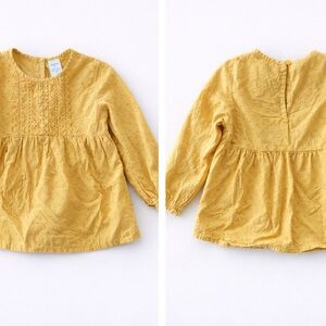 OshKosh Mustard Swiss Dot Boho Peplum Top Size 3T